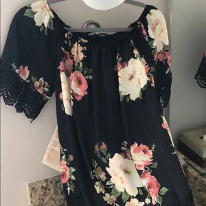 Flowy Flower Off-the-shoulder Top